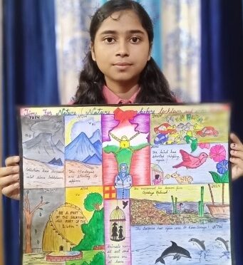 ऑन लाईन पेंटिंग प्रतियोगिता में श्रेया और सोनाक्षी पुरस्कृत