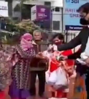 distributing food